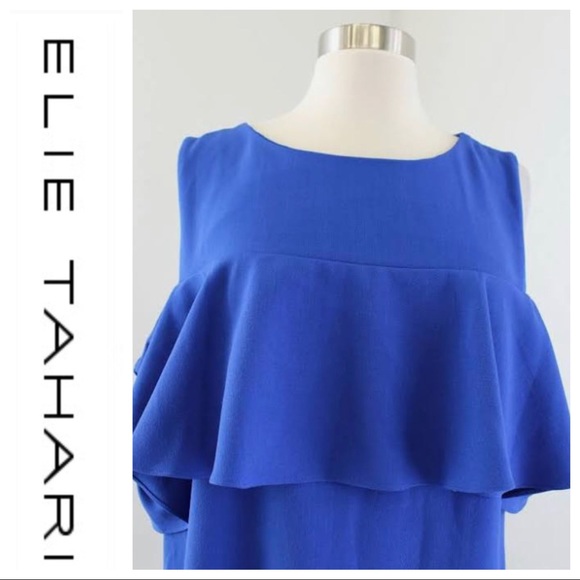 💕SALE Tahari ASL Ruffled Cold Shoulder Mini Dress - Picture 12 of 16